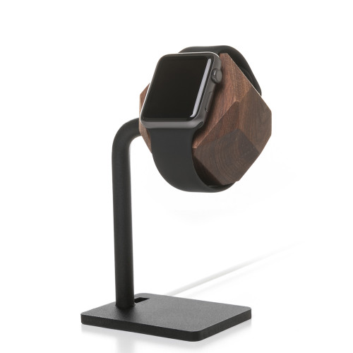Woodcessories - EcoDock - premium solid wood and brushed steel desktop stand for Apple Watch, Walnut