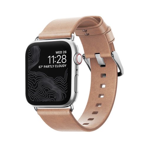 Nomad Horween Genuine Leather Slim Strap for Apple Watch 40mm, Natural with Silver hardware