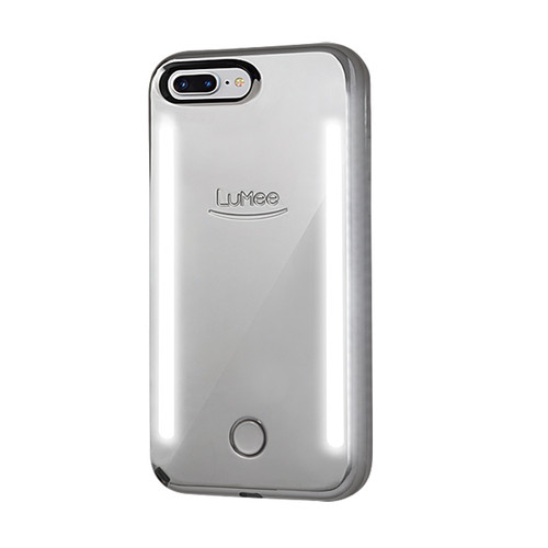 LuMee Duo - protective case with front and back facing lights - for the perfect selfie or video - iPhone 6, 7 , 8 Plus, Silver Mirror