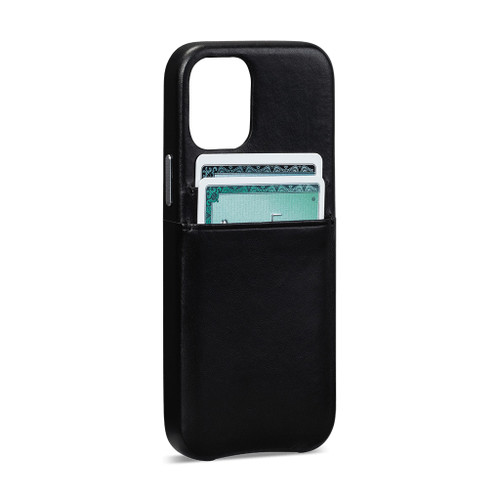 Sena Snap On Wallet Case - genuine leather case with card pockets - iPhone 12 Pro Max, Black