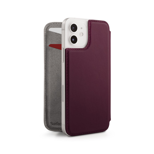 Twelve South - SurfacePad minimalist thin genuine leather case/cover for iPhone 12 Mini, Plum