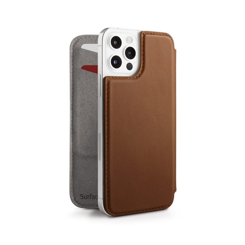 Twelve South - SurfacePad minimalist thin genuine leather case/cover for iPhone 12 Pro Max, Cognac