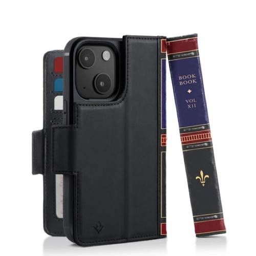 Twelve South BookBook Vintage Wallet Style Leather Case - iPhone 14 Plus, Black
