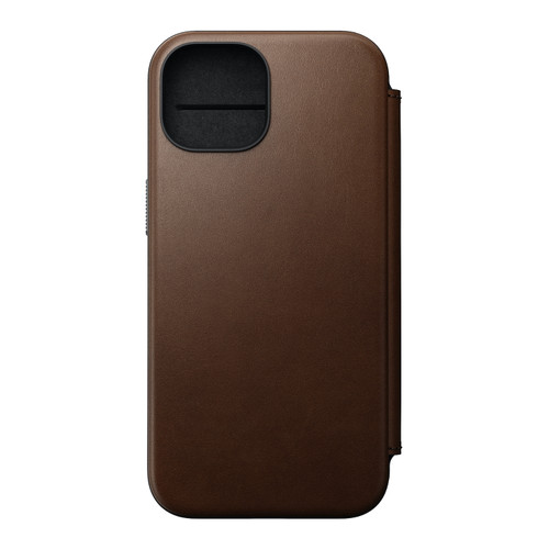 Nomad Modern Leather Folio Case -  with card and cash storage - iPhone 15, Brown