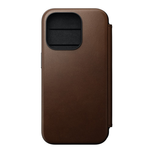 Nomad Modern Leather Folio Case -  with card and cash storage - iPhone 15 Pro, Brown