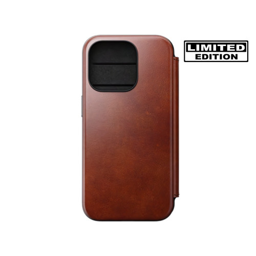 Nomad Modern Horween Leather Folio Case - iPhone 16 Pro, Olde Dublin