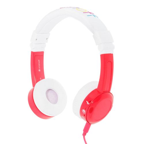 BuddyPhones InFlight Travel Headphones for Kids - Foldable and volume limiting - Red