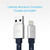Just Mobile AluCable Flat Braided - premium lightning connector cable with aluminium connectors, 1.2 metres - Silver/Blue