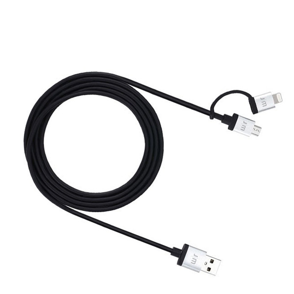 Just Mobile AluCable Duo - 1.5m Lightning and Micro USB charge and sync cable with aluminium finish