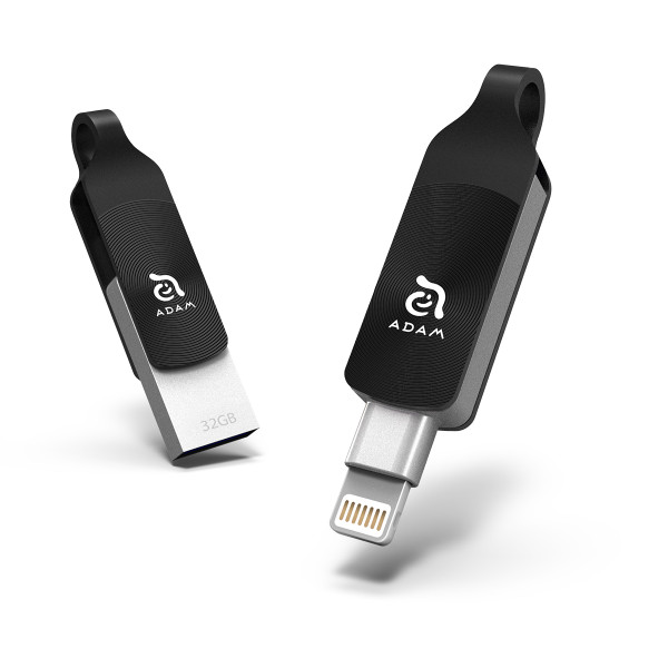 Adam Elements iKlips Duo+ Apple Lightning and USB 3.1 Flash drive - backup, playback video, audio and more - iPhone or iPad, 32GB, Black
