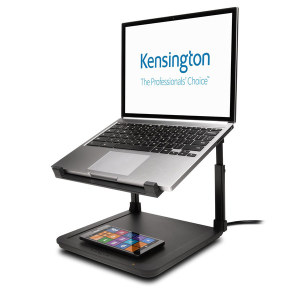 Kensington SmartFit Laptop Riser Stand with Qi Wireless Charging Pad - for iPhone and Qi Wireless enabled devices