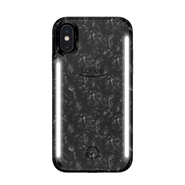 LuMee Duo - protective case with front and back facing lights - for the perfect selfie or video, iPhone X/XS, Pearl Black