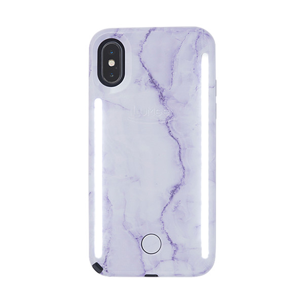 LuMee Duo - protective case with front and back facing lights - for the perfect selfie or video, iPhone X/XS, Lavender Marble