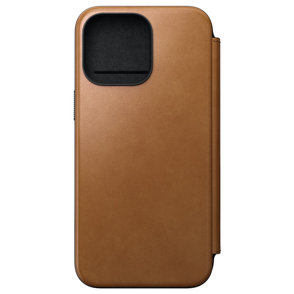 Nomad Modern Leather Folio Case -  with card and cash storage - iPhone 15 Pro Max, English Tan