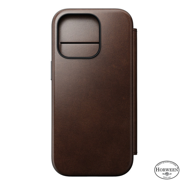 Nomad Modern Horween Leather Folio Case - iPhone 16 Pro, Brown