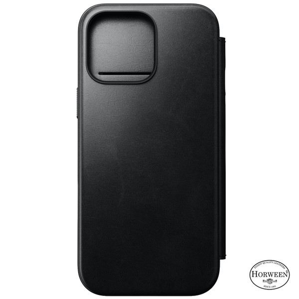 Nomad Modern Horween Leather Folio Case - iPhone 16 Pro Max, Black