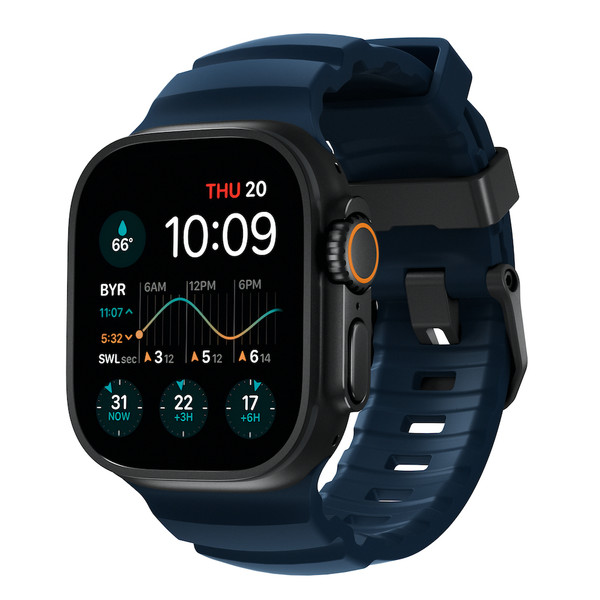 Nomad Rocky Point Band for Apple Watch 46/49mm - Black Titanium Hardware - Atlantic Blue