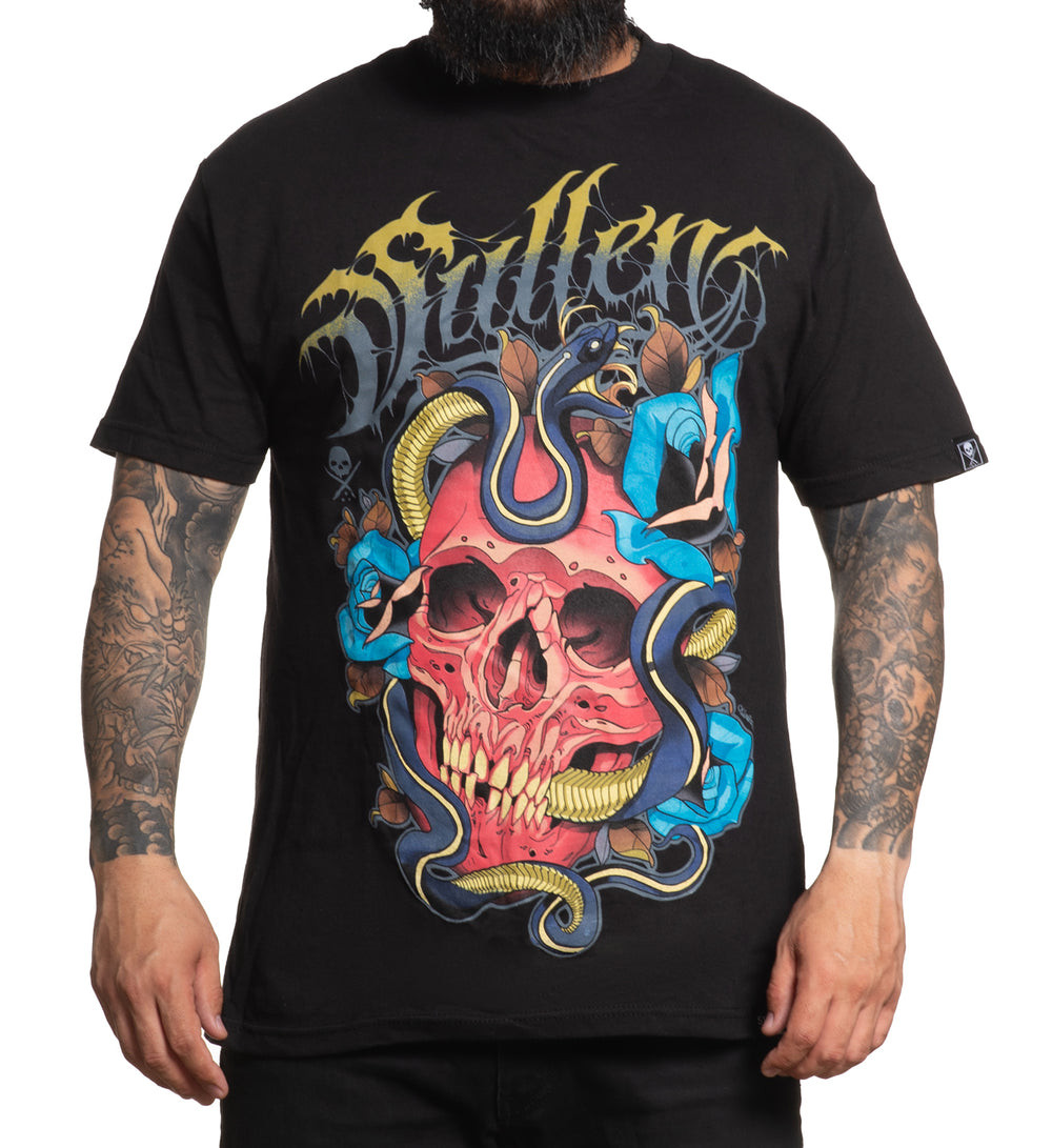 Maglietta Uomo Skull Shade STB-1297 - Teschio Colorato Stampa Posteriore 'Rule The World' - Streetwear - Cotone 190g/m² - Taglie S-5XL