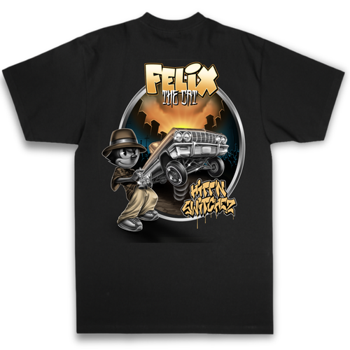 Felix the Cat Hitting Switches - Lowrider Car Culture & Apparel Shirts
