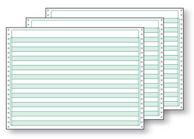 OfficeMax Continuous Computer Form Paper, 14-7/8W X 8-1/2L, 1 Part, 18  lb. Bond, 1/8 Green Bar, with no vertical