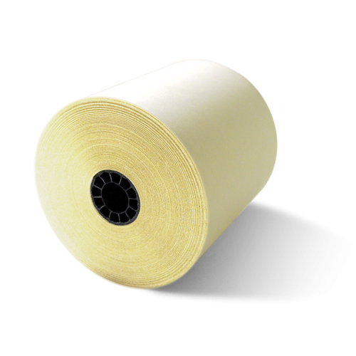 3" x 90' White/Canary 2-Ply Carbonless Paper (50 Rolls)