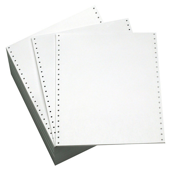 9 1/2" x 11" 20# Blank, Clean Edge Perf, Continuous Computer Paper, 2500 sheets, 1714