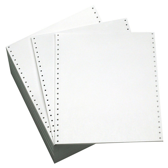 9 1/2" x 11" 20# Blank, Clean Edge Perf, Continuous Computer Paper, 2400 sheets, 714