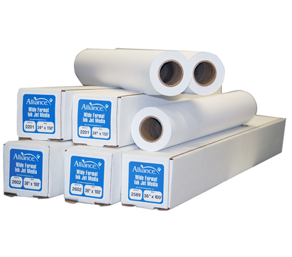 Alliance Imaging Products 34150 34" x 150' Ink Jet Bond 1 Ply 20# 2" ID Core 4 Rolls Per Case