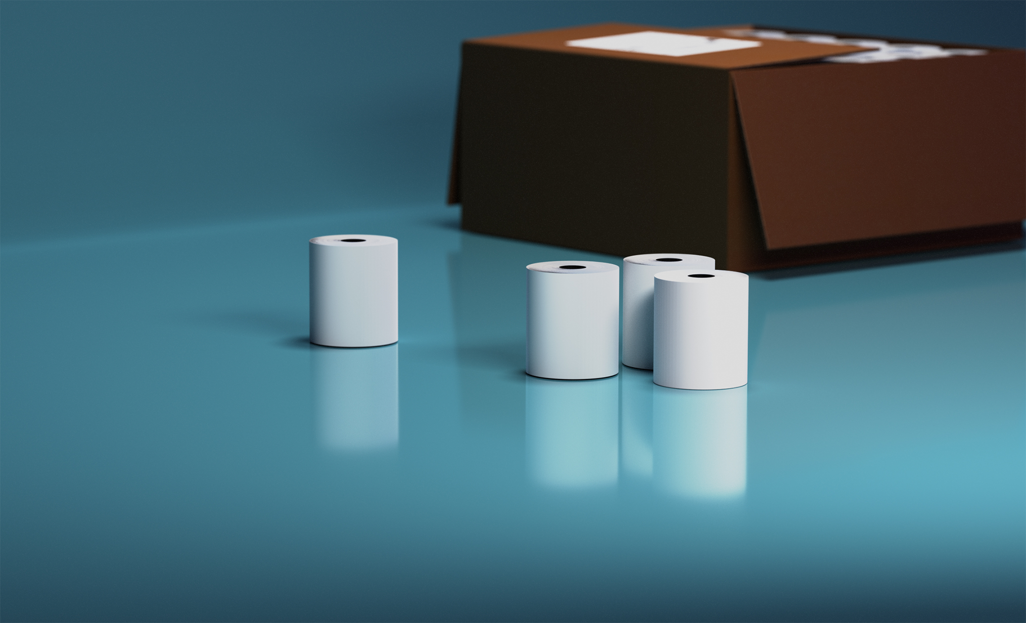 Thermal paper rolls with carton