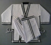 KHF White double line cuffs and legs Hapkido Uniform (Takes 1- 2 weeks to make this product)