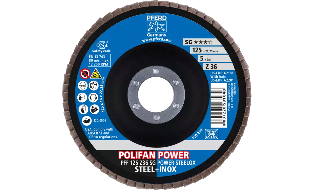 Pollifan PFERD 62181 Polifan Flap Disc | 7/8