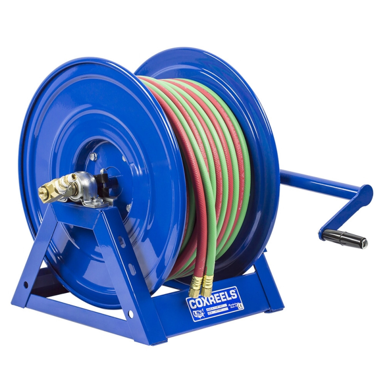 Coxreels 1275WL-3-100-C Dual Hose Hand Crank Welding Reel, 1275W Series, 3/8 Hose Diameter, 100' Hose Length