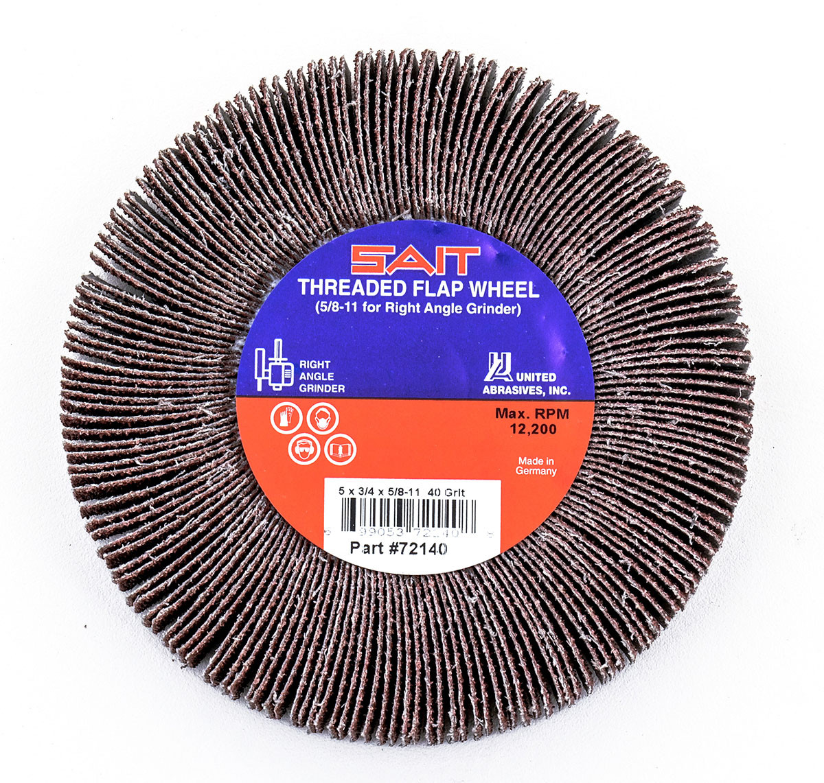 United Abrasives SAIT 72130 5/8-11 Threaded Flap Wheel | 4-1/2