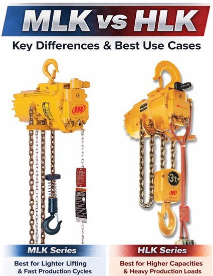 Ingersoll Rand MLK vs. HLK Air Hoists: Same DNA, Different Applications