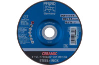 Pferd 60057 CERAMIC SGP STEELOX Type 27 Grinding Wheel | 6" Diameter | 7/8" Arbor Hole | 1/4" Thickness | Sold by Box of 10