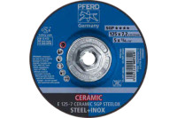 Pferd 60064 CERAMIC SGP STEELOX Type 27 Grinding Wheel | 5" Diameter | 5/8-11" Arbor Hole | 1/4" Thickness | Sold by Box of 10