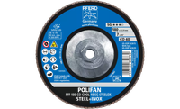 Pferd 62639 Polifan Flap Disc | 5/8-11" Arbor Hole | 7" Diameter | Ceramic Oxide 40 Grit | Type 27 | Sold by Box of 10