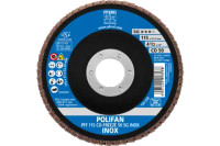 Pferd 60805 Polifan Flap Disc | 7/8" Arbor Hole | 4-1/2" Diameter | Ceramic Oxide 50 Grit | Type 27 | Sold by Box of 10