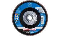 Pferd 62278 Polifan Flap Disc | 5/8-11" Arbor Hole | 4-1/2" Diameter | Zirconia Alumina 60 Grit | Type 27 | Sold by Box of 10