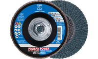 Pferd 62278 Polifan Flap Disc | 5/8-11" Arbor Hole | 4-1/2" Diameter | Zirconia Alumina 60 Grit | Type 27 | Sold by Box of 10