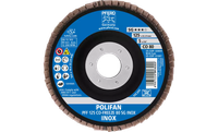 Pferd 60809 Polifan Flap Disc | 7/8" Arbor Hole | 5" Diameter | Ceramic Oxide 80 Grit | Type 27 | Sold by Box of 10