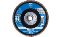 Pferd 61085 Polifan Flap Disc | 5/8-11" Arbor Hole | 5" Diameter | Ceramic Oxide 36 Grit | Type 27 | Sold by Box of 10