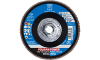 Pferd 62275 Polifan Flap Disc | 5/8-11" Arbor Hole | 4-1/2" Diameter | Zirconia Alumina 120 Grit | Type 29 | Sold by Box of 10