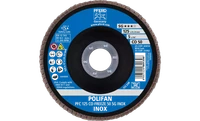Pferd 60814 Polifan Flap Disc | 7/8" Arbor Hole | 5" Diameter | Ceramic Oxide 50 Grit | Type 29 | Sold by Box of 10