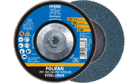 Pferd 62043 Polifan Flap Disc | 5/8-11" Arbor Hole | 7" Diameter | Zirconia Alumina 40 Grit | Type 27 | Sold by Box of 10