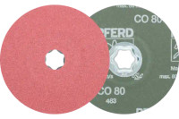 Pferd 40708 COMBICLICK Fibre Disc | 5" Diameter | 12200 RPM | Ceramic Oxide 80 Grit | Sold by Box of 25