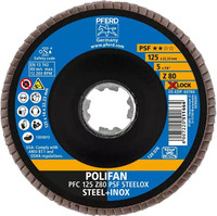 PFERD 60778 Polifan Flap Disc | 7/8" X-Lock | 5" Diameter | 12,200 RPM | 40 Grit Size | Sold by Box of 10