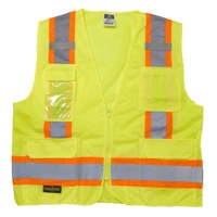 Radians SV6GS Type R Class 2 Two Tone Surveyor Solid/Mesh Safety Vest | Hi-Vis Green | Small Size | Each