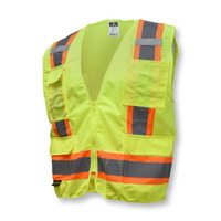 Radians SV6GM Type R Class 2 Two Tone Surveyor Solid/Mesh Safety Vest | Hi-Vis Green | Medium Size | Each