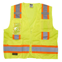 Radians SV6GM Type R Class 2 Two Tone Surveyor Solid/Mesh Safety Vest | Hi-Vis Green | Medium Size | Each